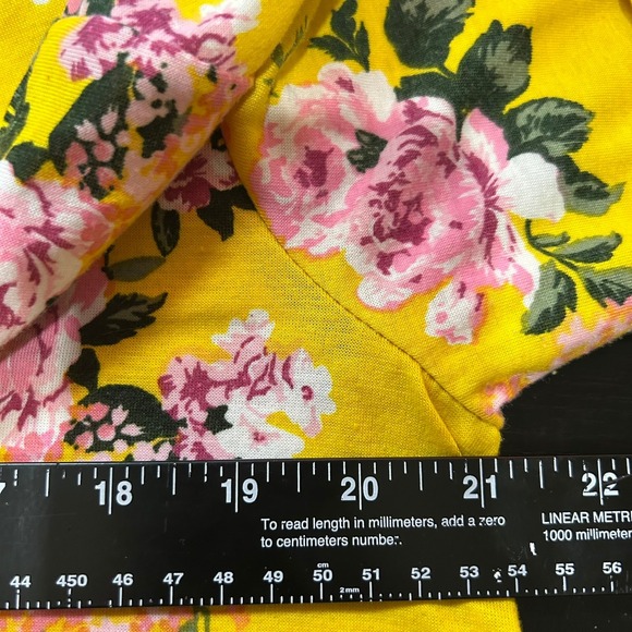 Bobbie Brooks Floral Tunic Top Ruffle Sleeve Bright Yellow Pink 1X - Picture 6 of 7